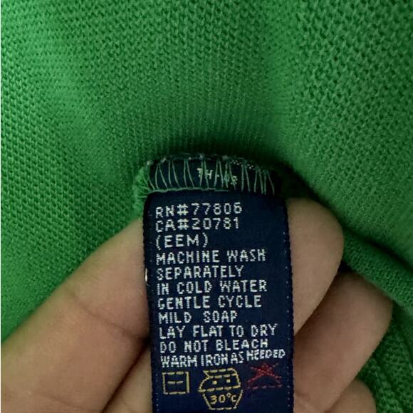 MENS GREEN 2 BUTTON FRONT TOMMY HILFIGER SHORT SLEEVE POLO SHIRT SIZE MEDIUM - Picture 6 of 8